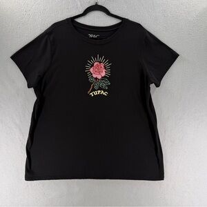 Torrid Tupac 2Pac Embroidered T-Shirt Womens 2X Black Rose Classic Fit Tee 90s